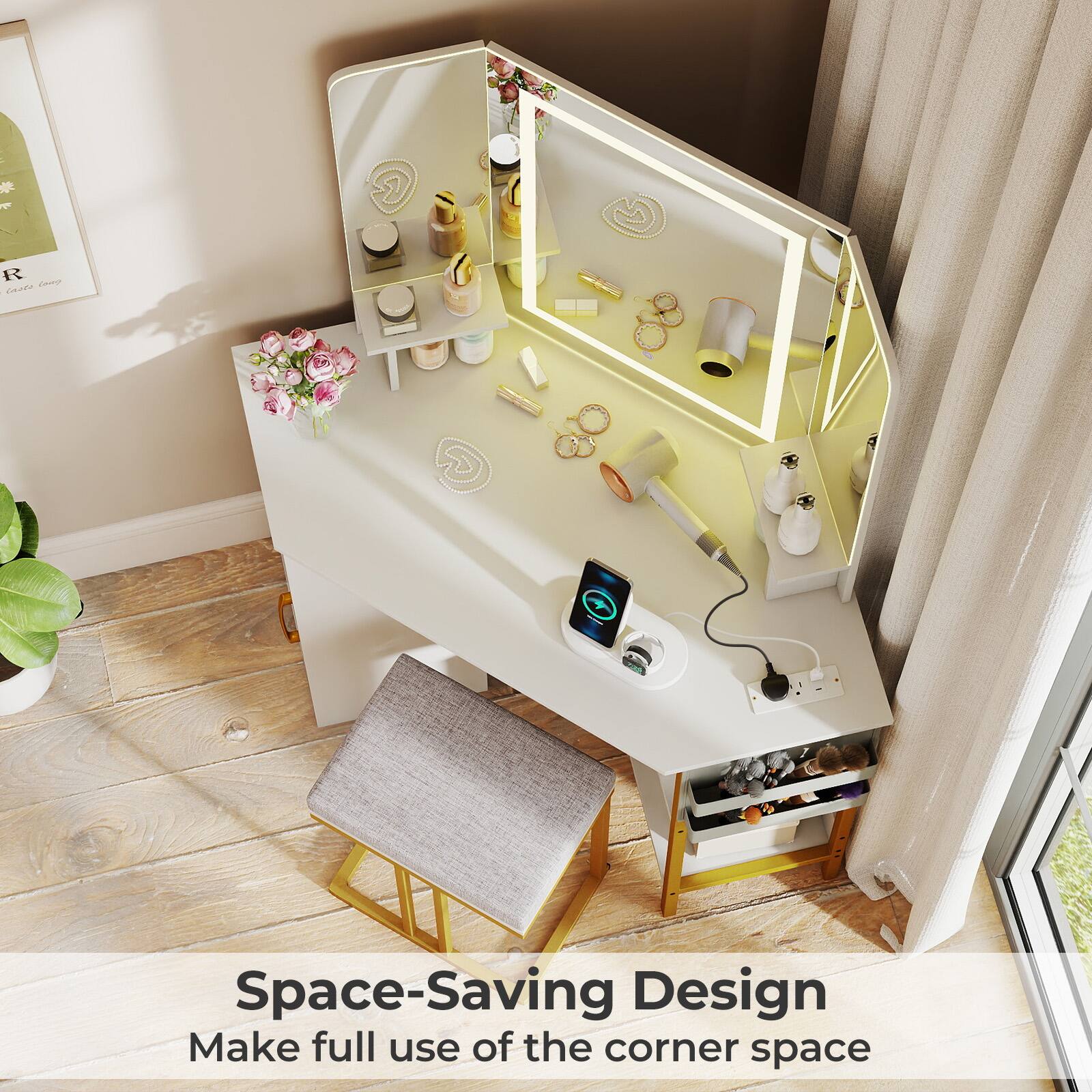 Space-Saving Design  
Make full use of the corner space