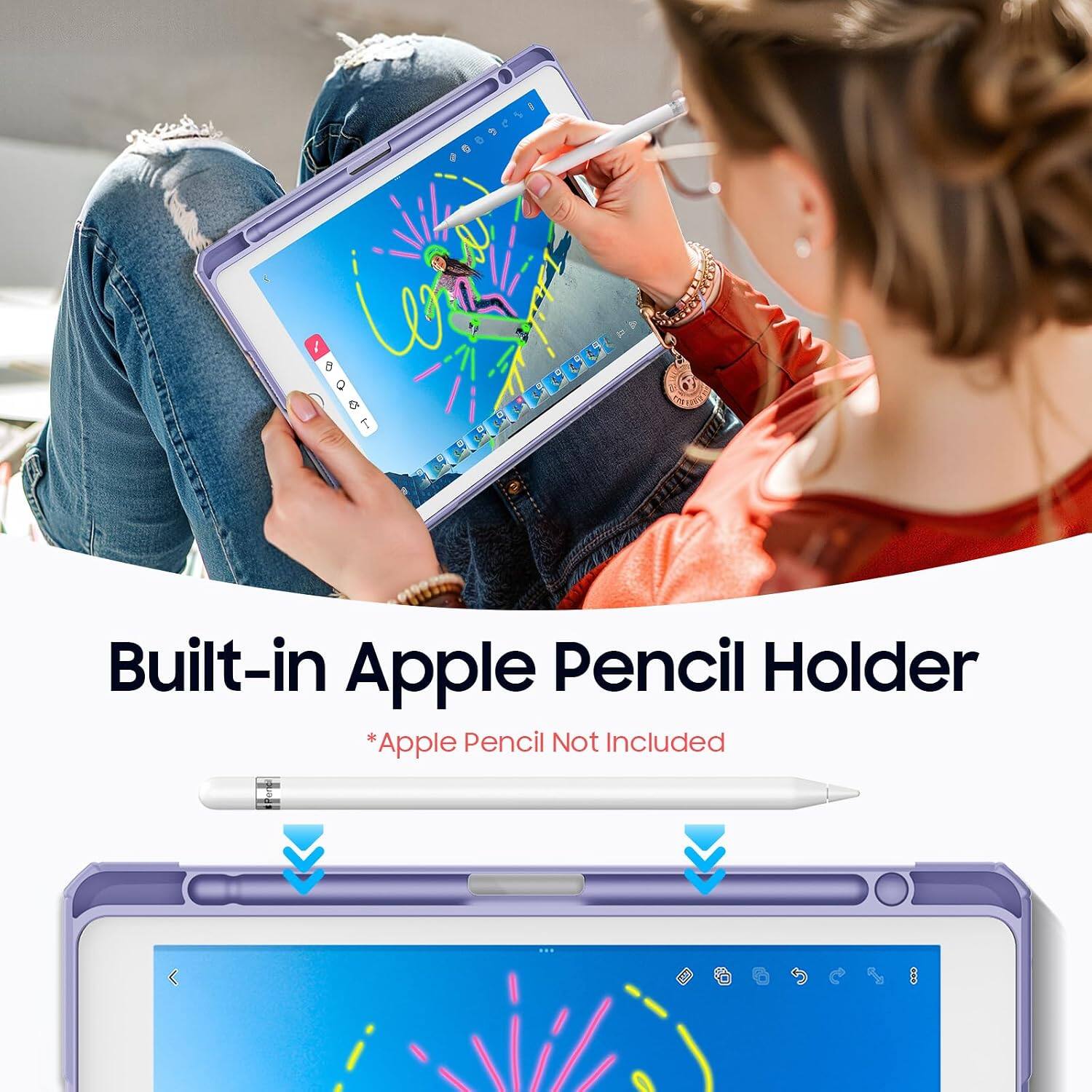 Built-in Apple Pencil Holder  
*Apple Pencil Not Included
