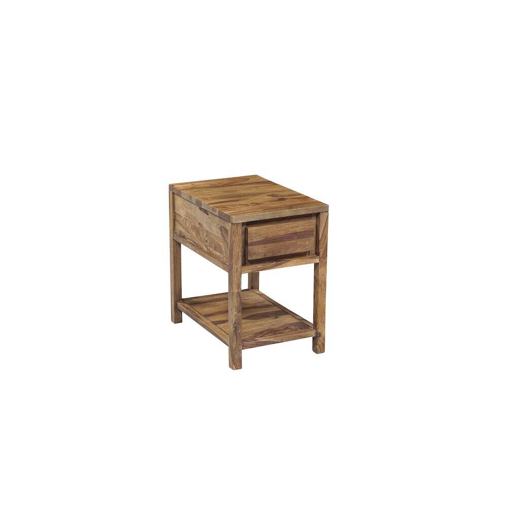 Front. Porter Designs - Porter Designs Urban Solid Sheesham Wood End Table, Natural - Brown.