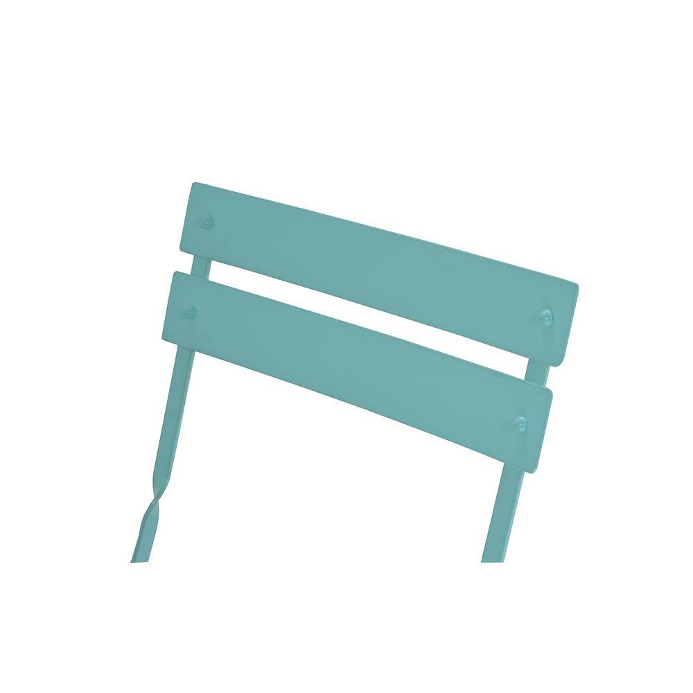 Alt View 1. Carolina Chair & Table - Bistro Folding Outdoor Chair Set - Set of 2 - Teal - Blue.
