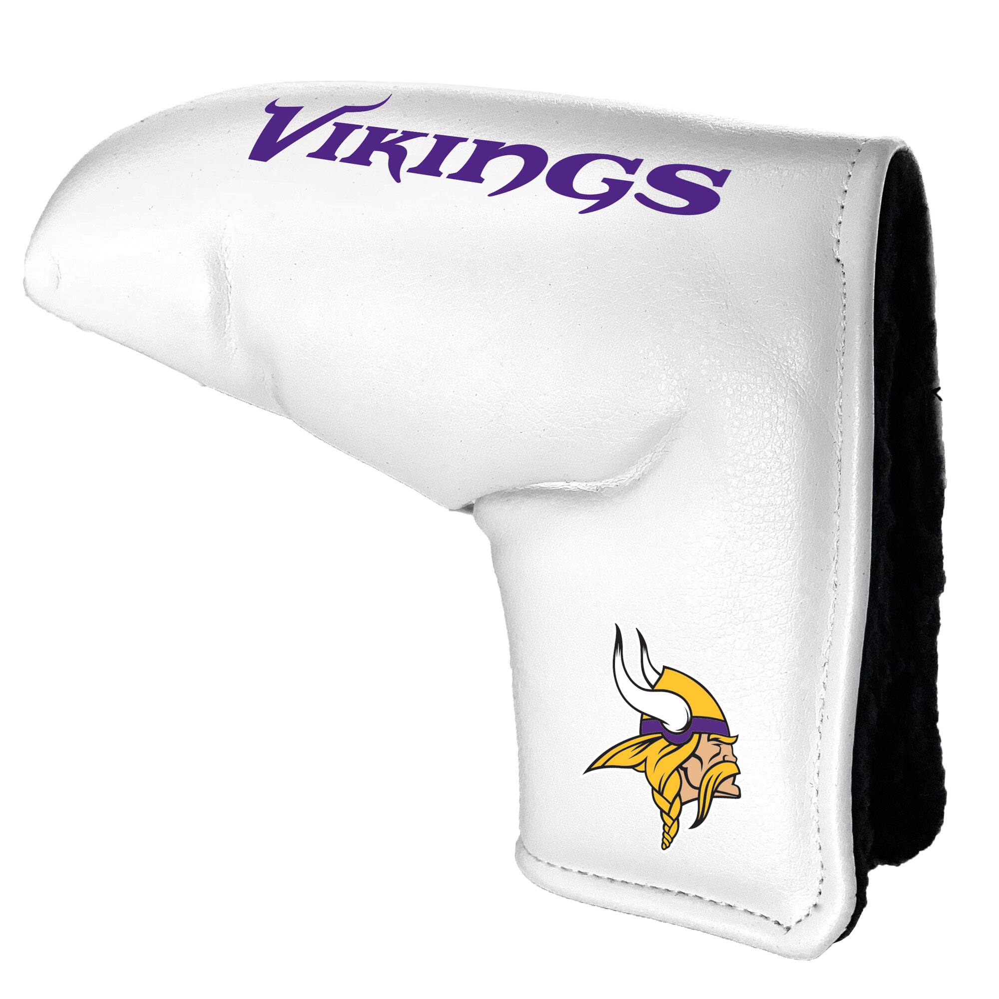 Front. Team Golf - Minnesota Vikings Tour Blade Putter Cover - White.