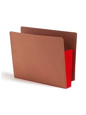 Front. Smead -  Extra Wide Recycled Reinforced File Pocket, 5" Expansion, Red/Redrope, 10/Box  - Red/Redrope.