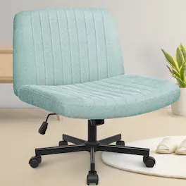 Neo Chair - Criss Cross Chair with Wheels Home Office Cross Legged Armless Chairs Ergonomic Computer Desk Wide Seat for Bedroom - Wheels-Mint