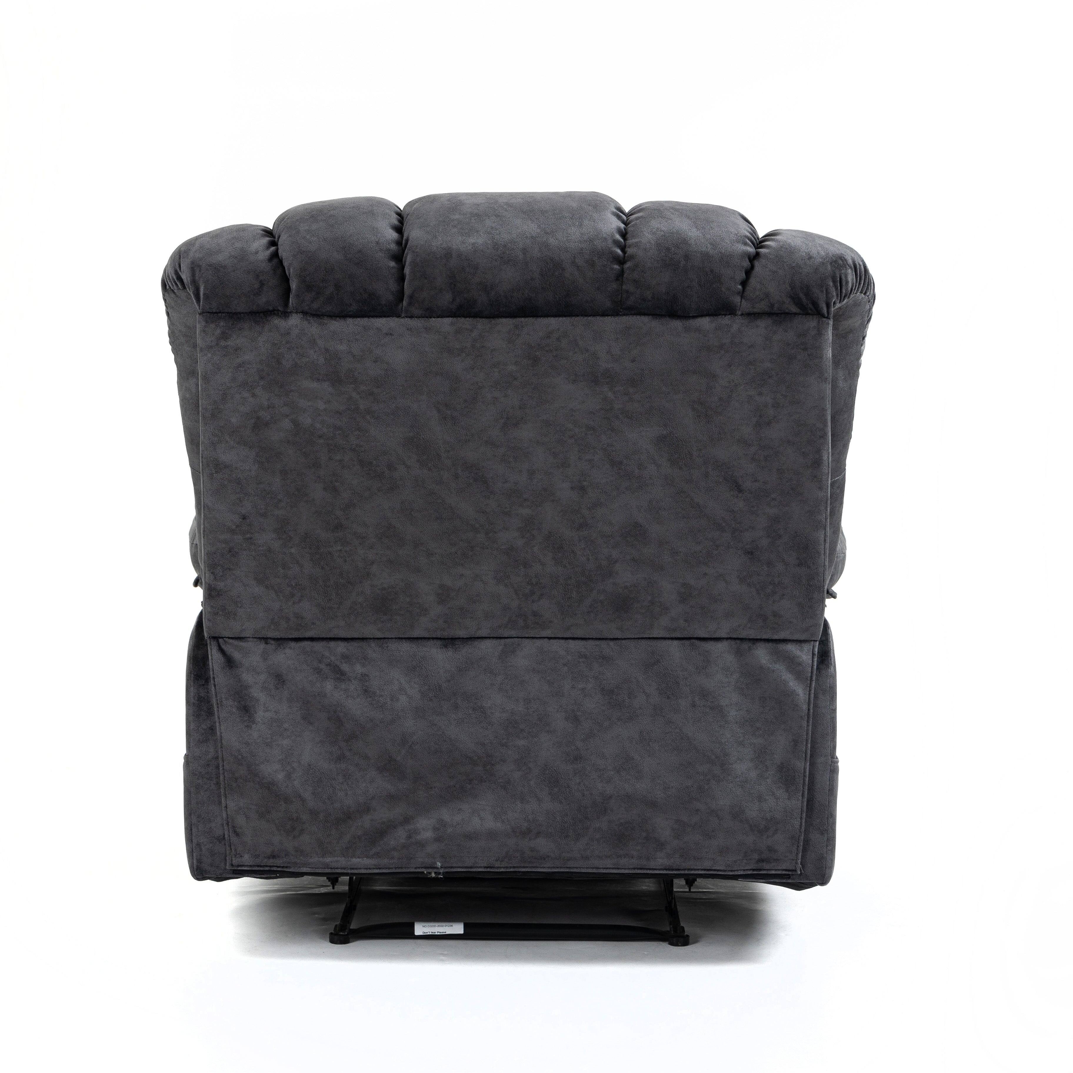 Back. Boyel Living - Large Manual Recliner Chair in Fabric for Living Room - Dark Grey.