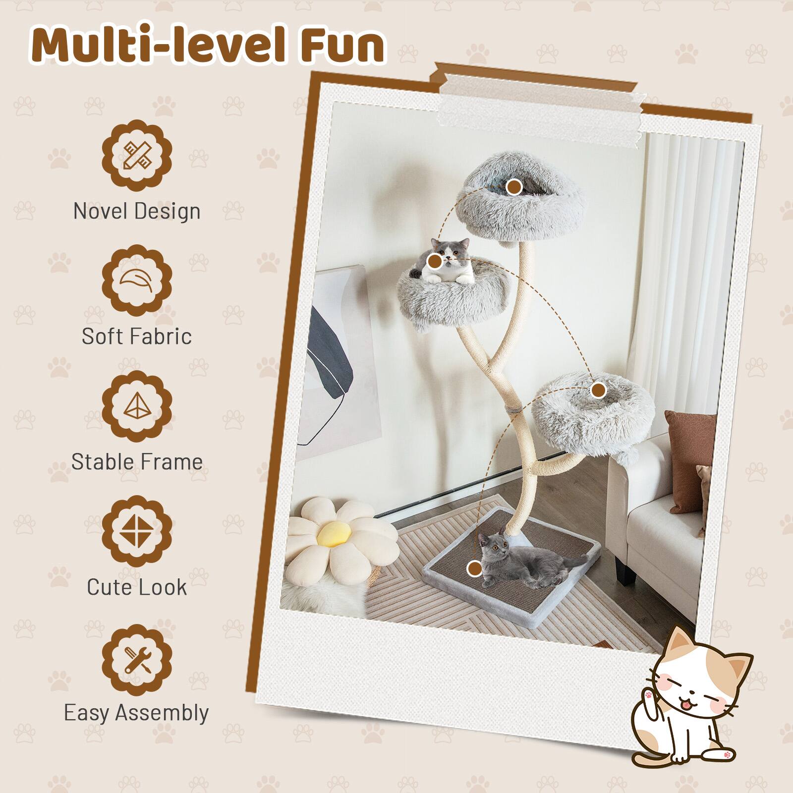 Multi-level Fun, Novel Design, Soft Fabric, Stable Frame, Cute Look, Easy Assembly