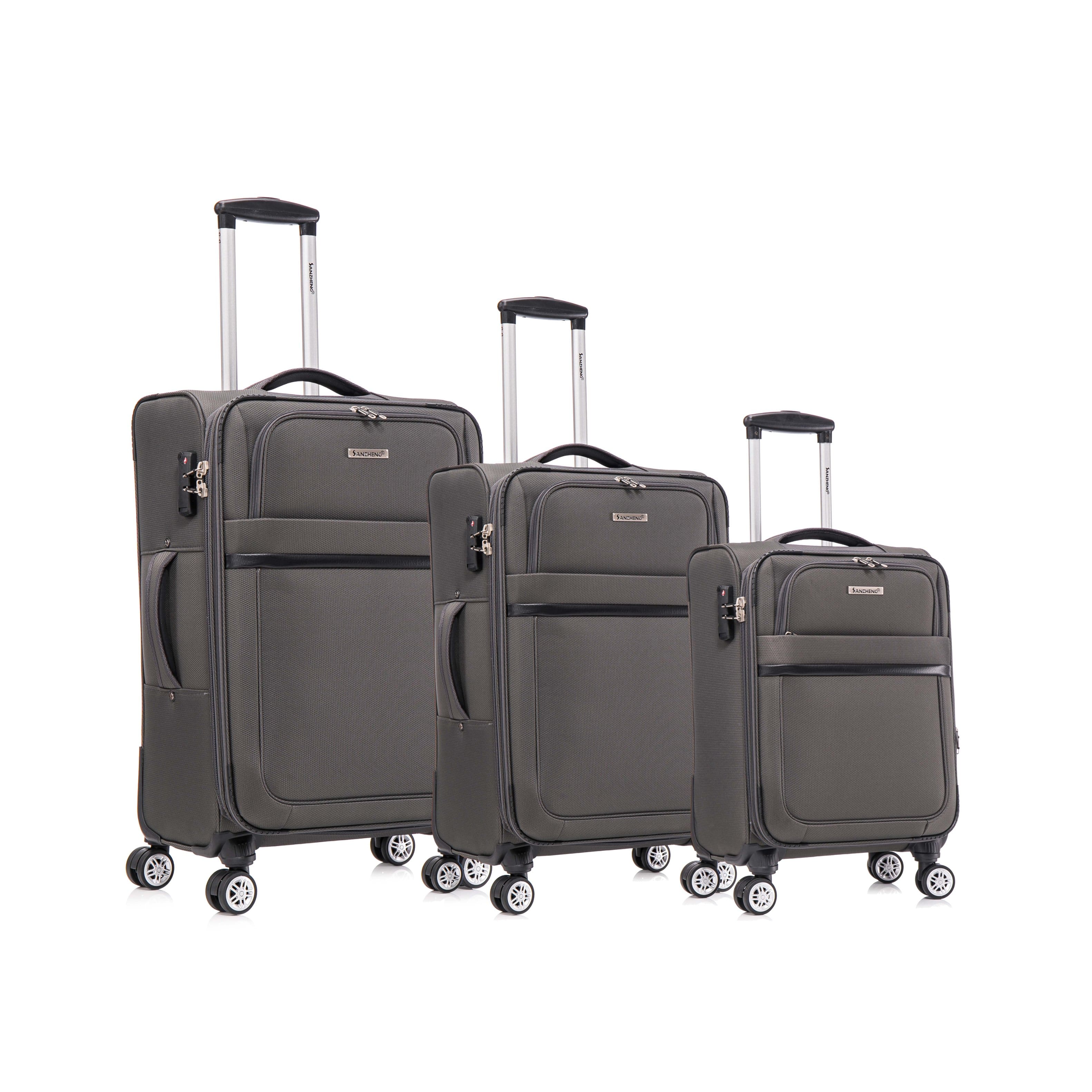 APRILSOUL - piece fabric soft luggage set with swivel wheels and password lock GREY inches - Gray