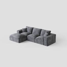 Boyel Living - 108 Inch Modular Cloud Sectional Sofa Interchangeable L Shape Chaise Plush Corduroy Deep Seat No Assembly Grey - Gray