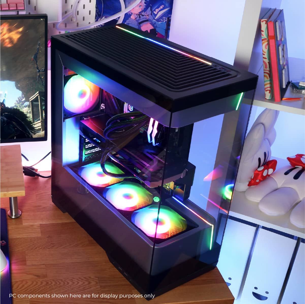 The PC components shown here are for display purposes only.