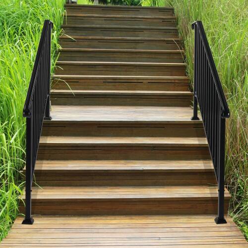 Alt View 9. Winado - Handrails Steps Stair Fits 4-5 Steps, Wrought Iron Hand Rail Stair Railing 1PC for Outdoor Concrete Porch Wooden Steps - Black.