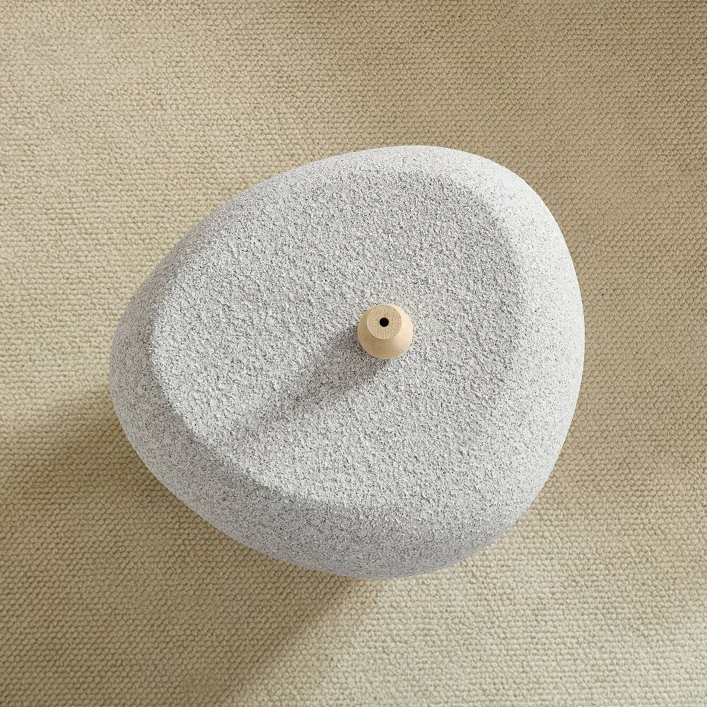 Alt View 6. Loheer - Loheer 19.29 Inch Irregular Fiberglass Side Table Beige Faux Rock End Table Waterproof Living Room - Beige.