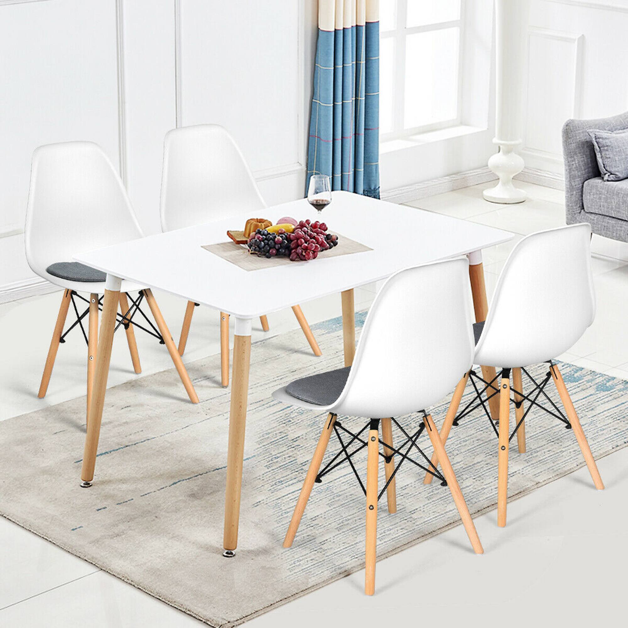 Alt View 2. Gymax - Gymax 4PCS Dining Chair Mid Century Modern DSW Chair Furniture W/ Linen Cushion White - White.