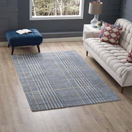 Modway - Kaja Abstract Plaid Area Rug - Ivory Cadet Blue and Citron