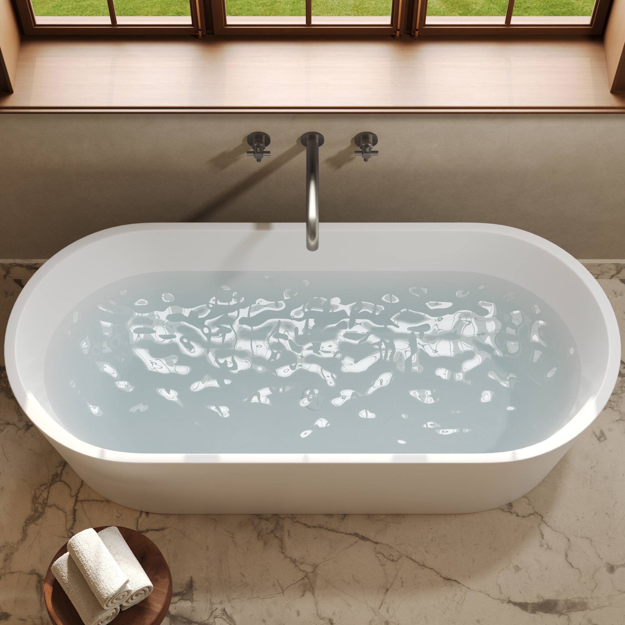 Alt View 8. GRANDJOY - Wall-Mounted Bathtub Faucet Dual Handle Tub Filler High Flow Anti-Fingerprint Finish Modern Bathroom - Brushed Nickel.