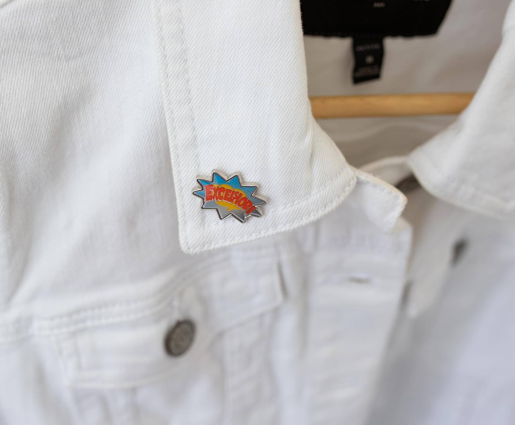 Alt View 2. Marvel - Stan Lee Excelsior Enamel Collector Pin - Blue.