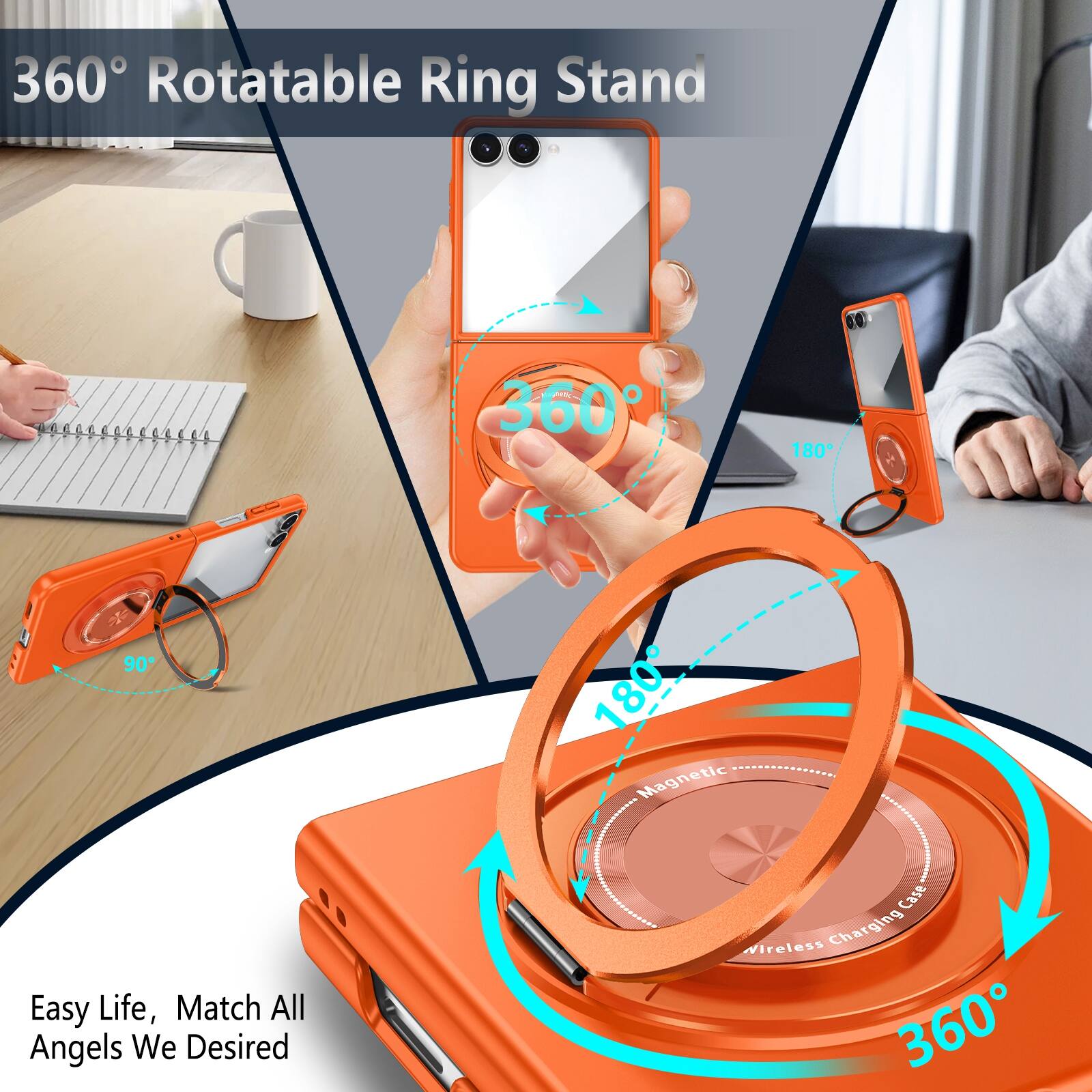 360° Rotatable Ring Stand

Easy Life, Match All Angels We Desired

Wireless Charging Case