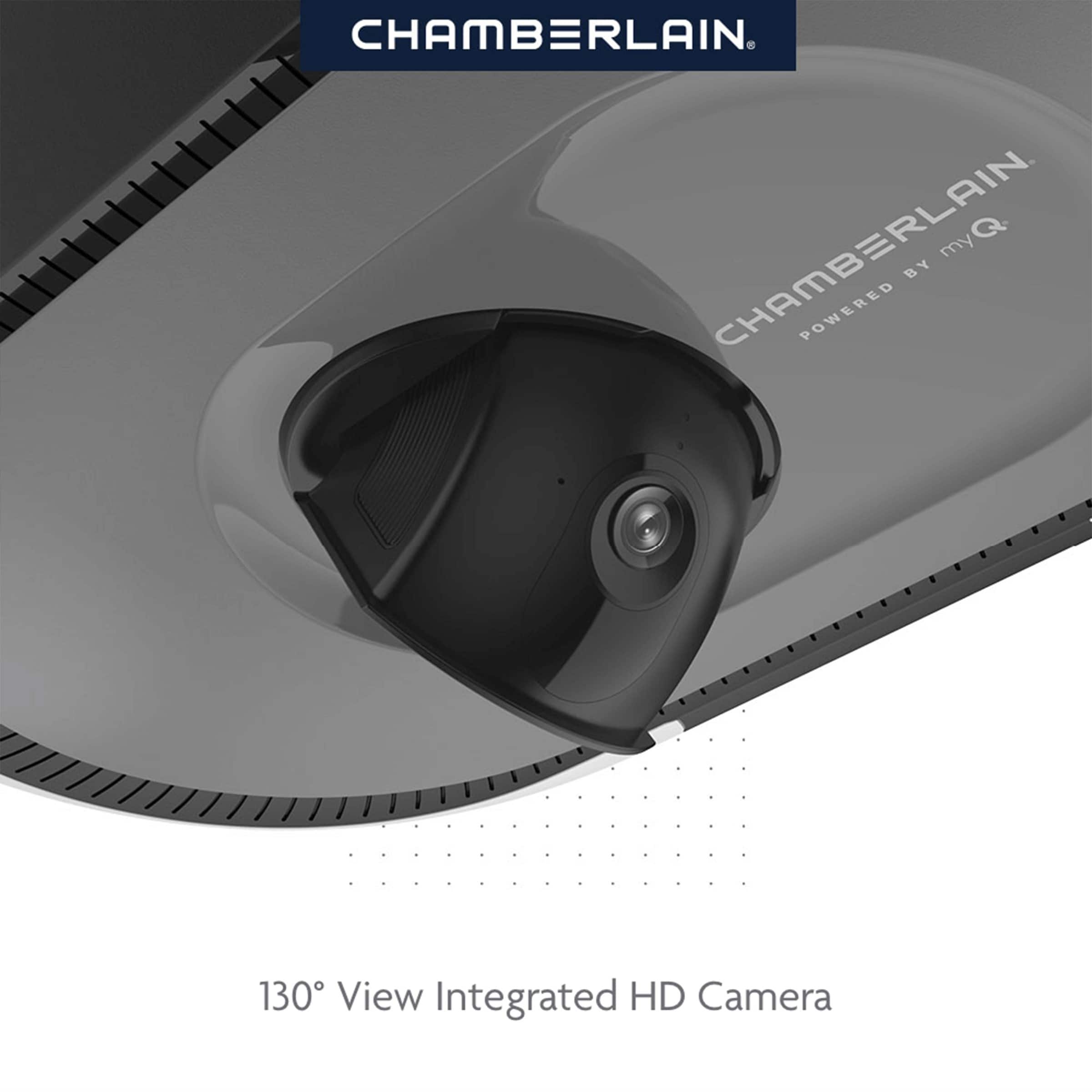 CHAMBERLAIN. CHAMBERLAIN myQ. POWERED BY myQ. 130° View Integrated HD Camera.