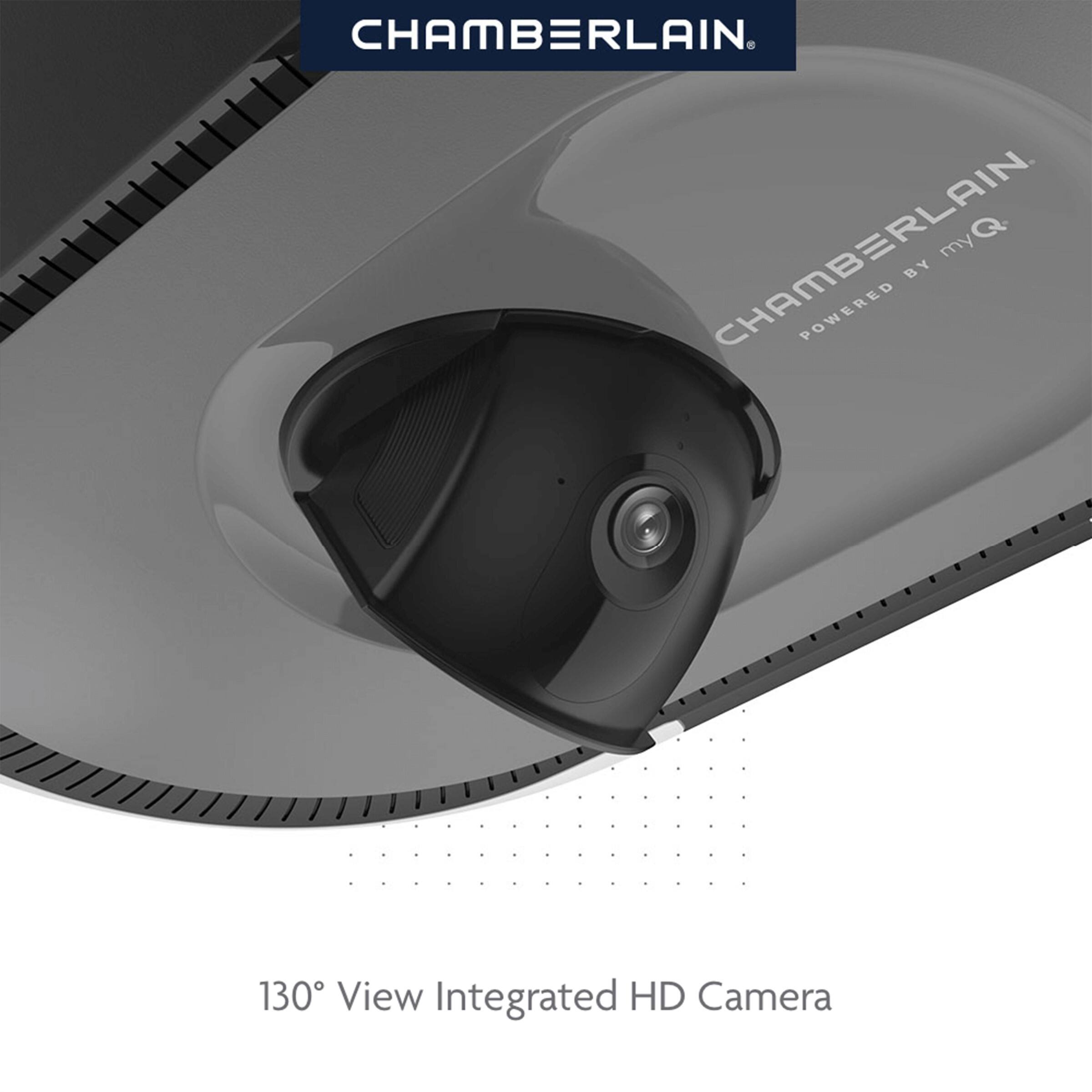 CHAMBERLAIN. CHAMBERLAIN myQ. POWERED BY myQ. 130° View Integrated HD Camera.