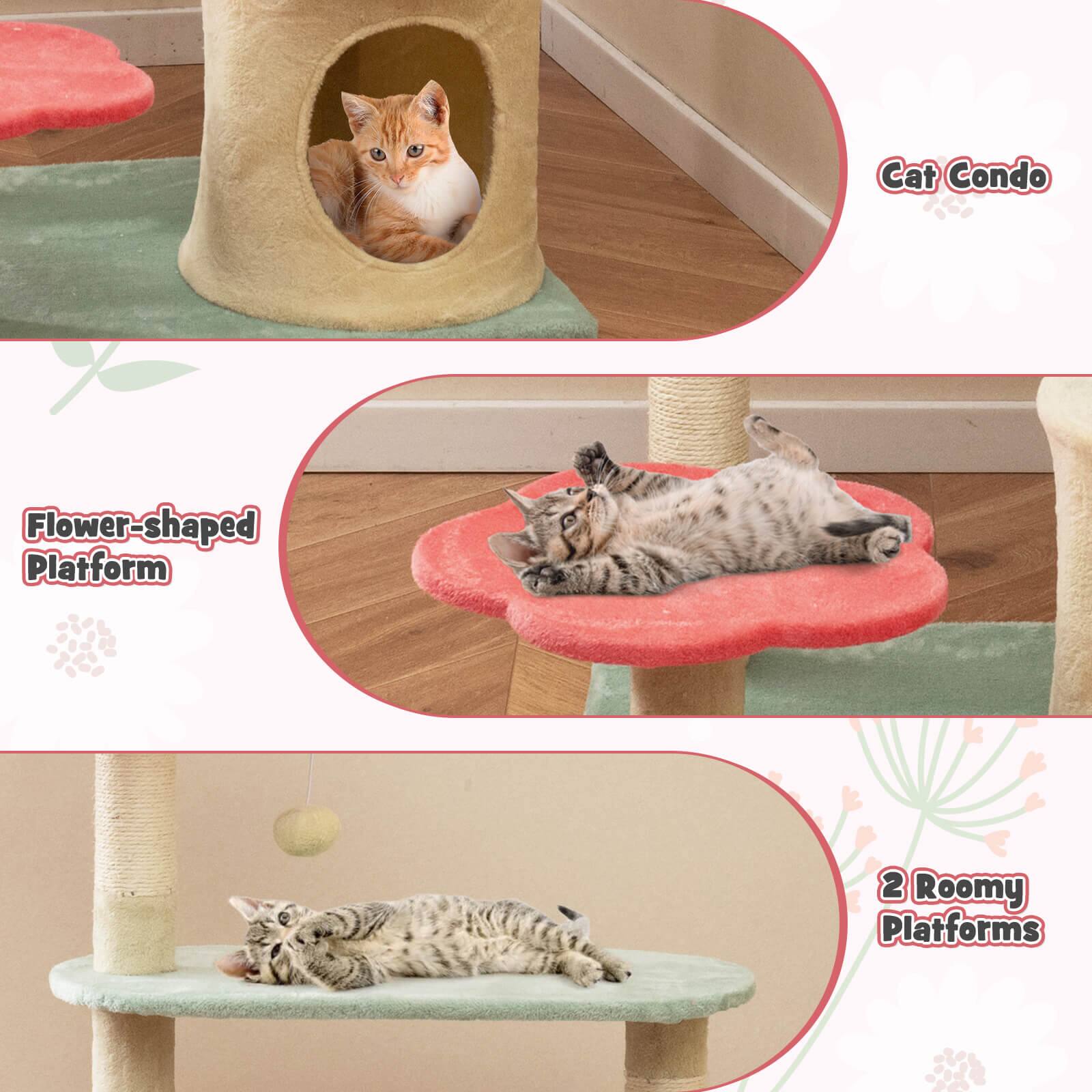 Cat Condo  
Flower-shaped Platform  
2 Roomy Platforms