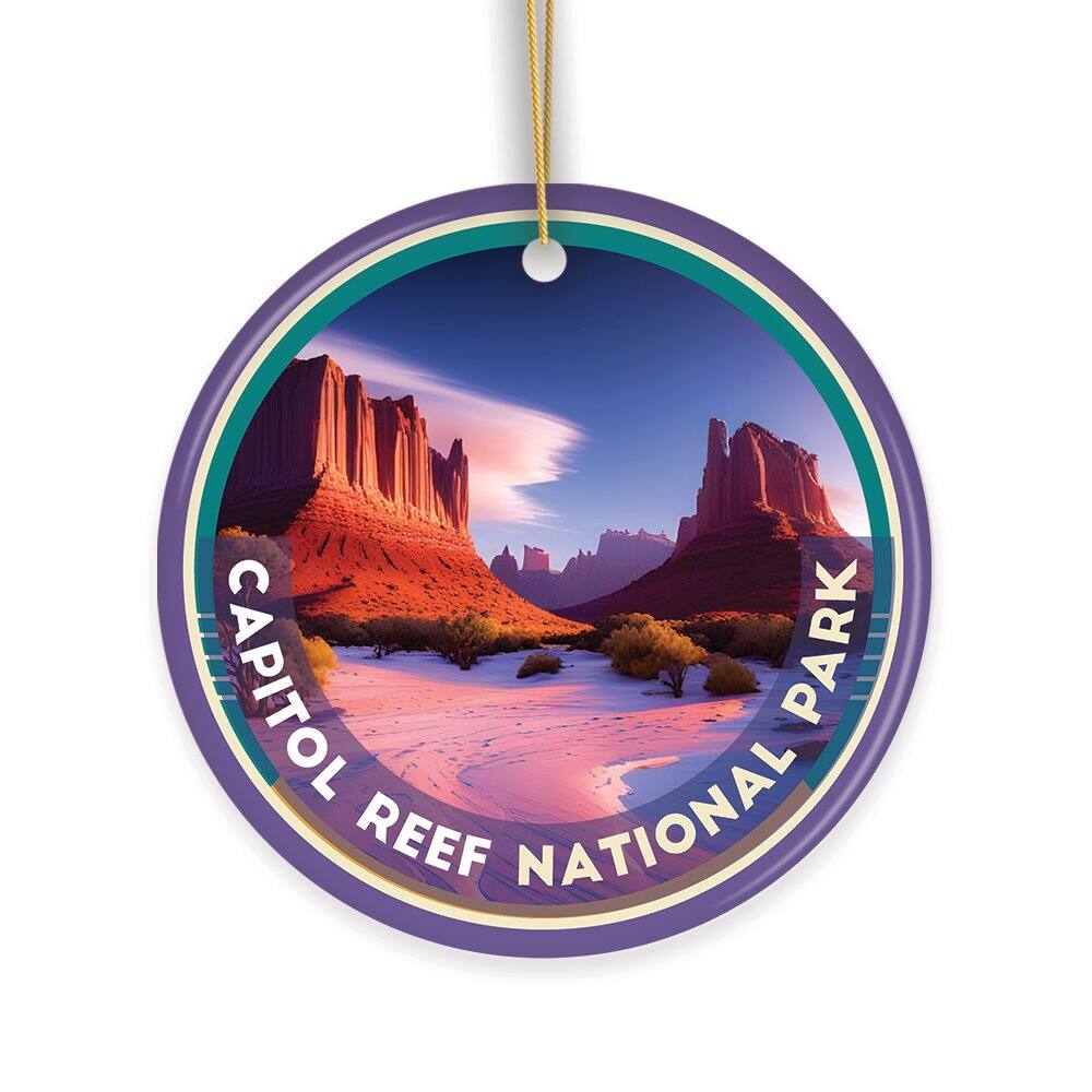 OrnamentallyYou - Capitol Reef National Park Retro Style Ornament Utah Tourist Attraction and Gift - Multi-colored