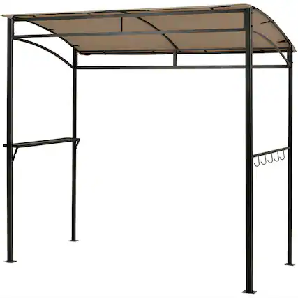 Front. Costway - Costway 7'x4.5' Grill Gazebo Outdoor Patio Garden BBQ Canopy Shelter Storage Hook - Brown.