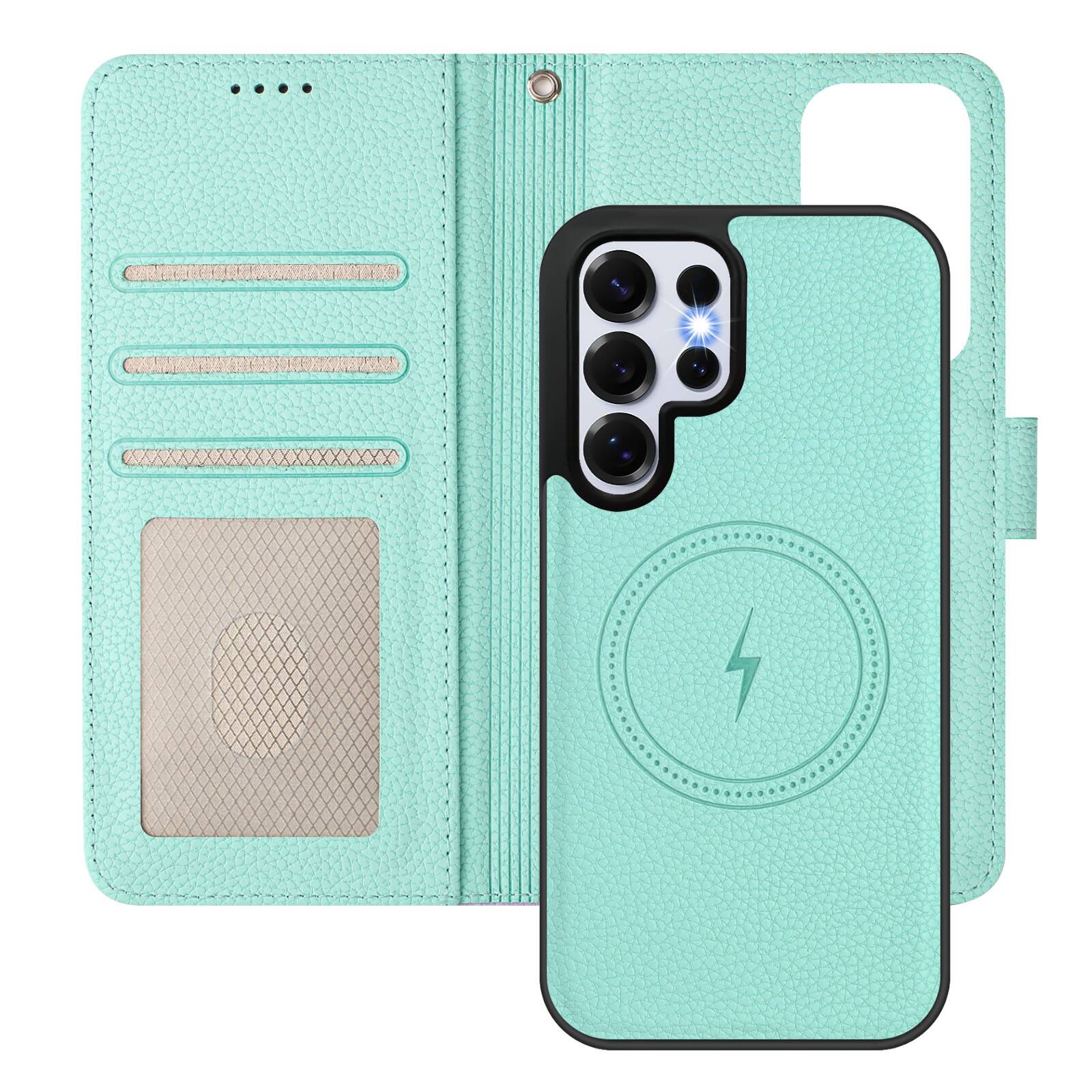 Alt View 2. Dteck - Magnetic Detachable 2-in-1 Wallet Case for Samsung Galaxy S25 Ultra,PU Leather Flip Cover with Card Slots & Wrist Strap - Purple.