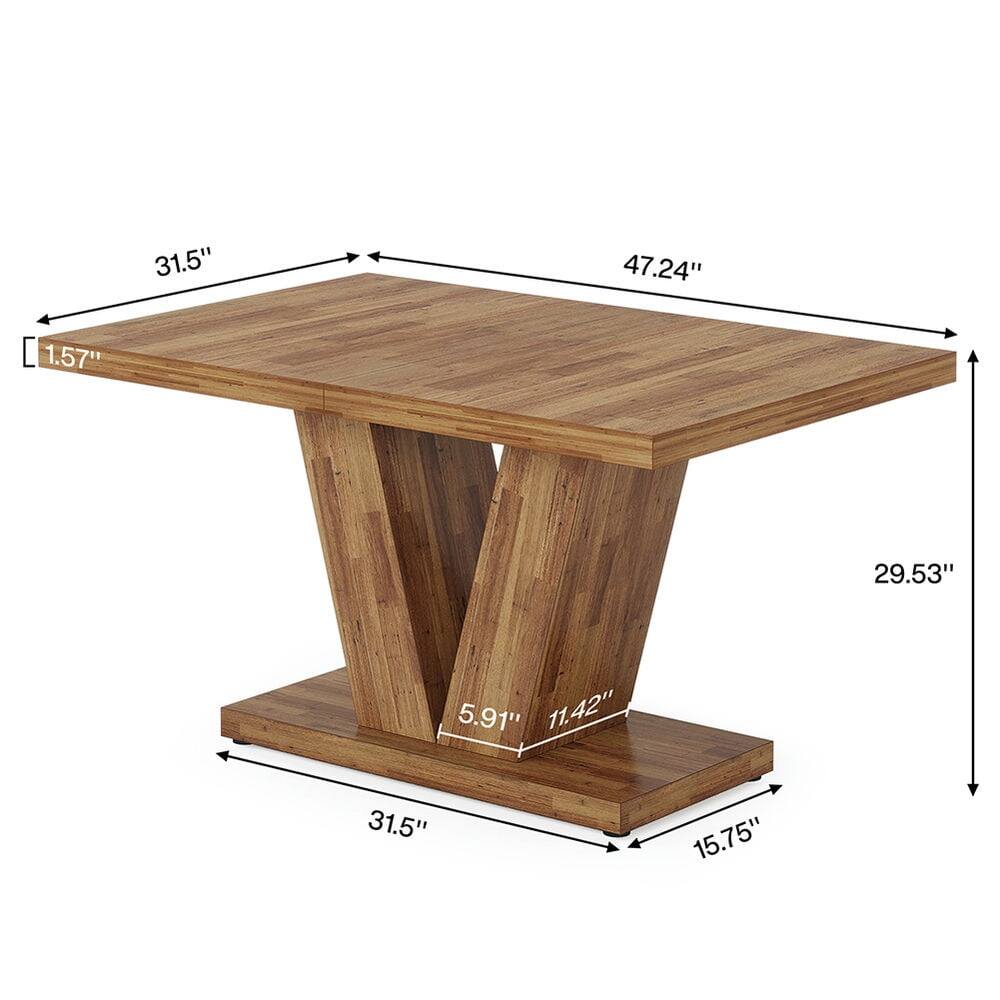 Width: 31.5", Length: 47.24", Height: 29.53", Thickness: 1.57", Leg Width: 5.91", Leg Height: 11.42", Base Width: 31.5", Base Length: 15.75"