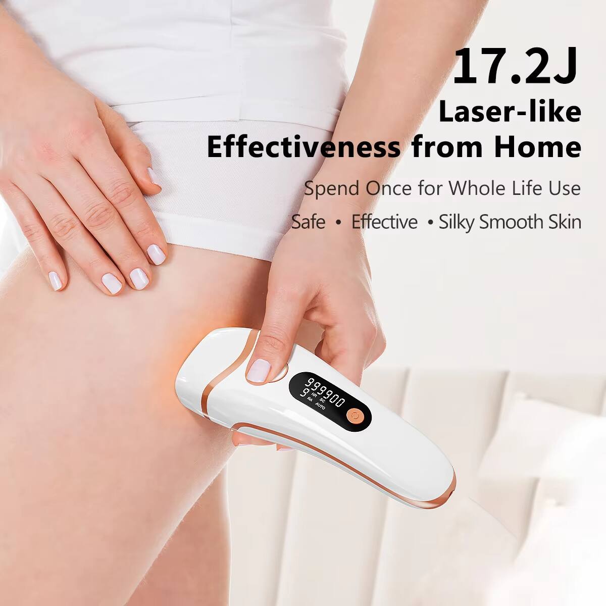 17.2J Laser-like Effectiveness from Home  
Spend Once for Whole Life Use  
Safe • Effective • Silky Smooth Skin  

9999.00  
AUPO