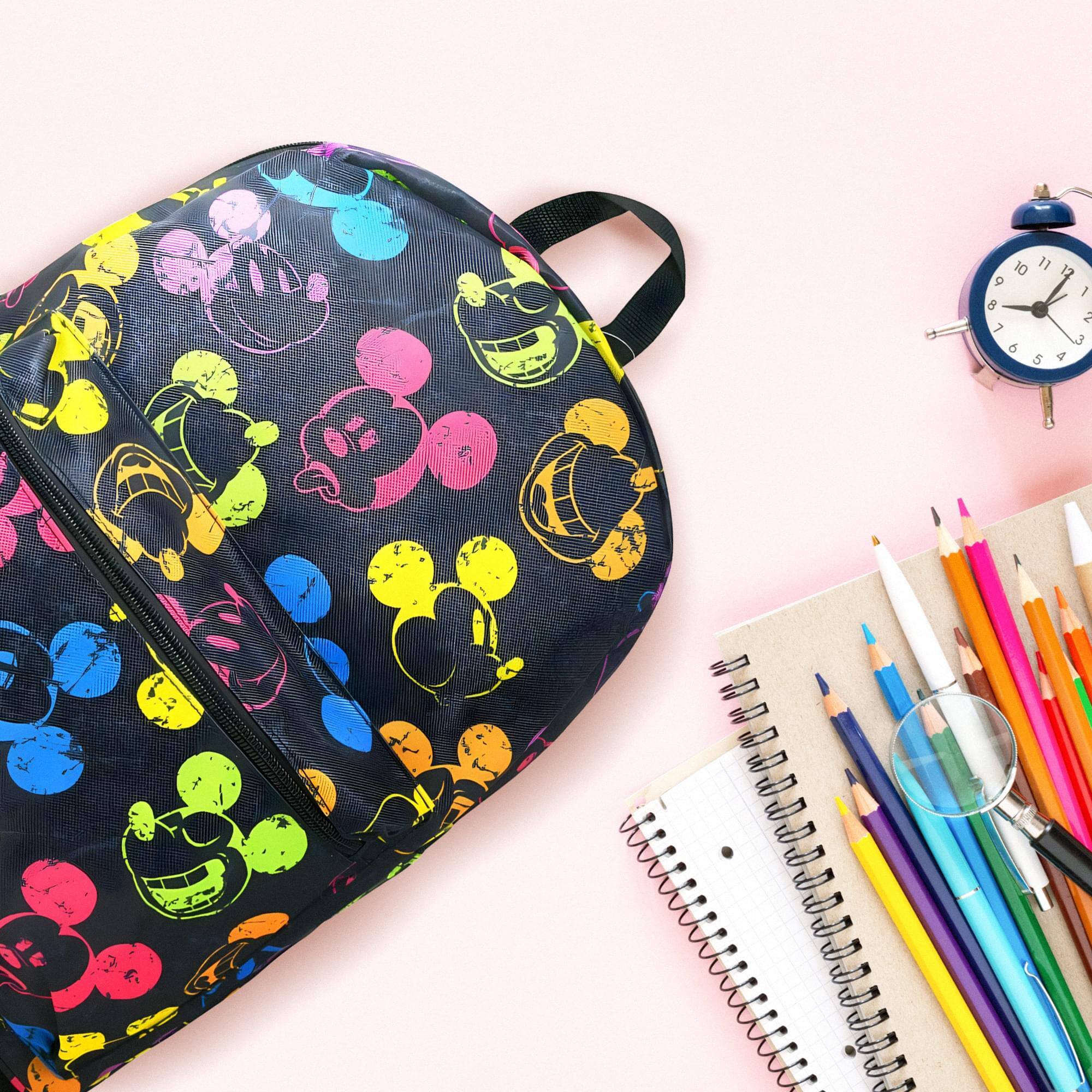 Alt View 10. UPD - Disney Mickey Mouse Black and Neon All Over Print 16" Unisex School Backpack - Multicolored.