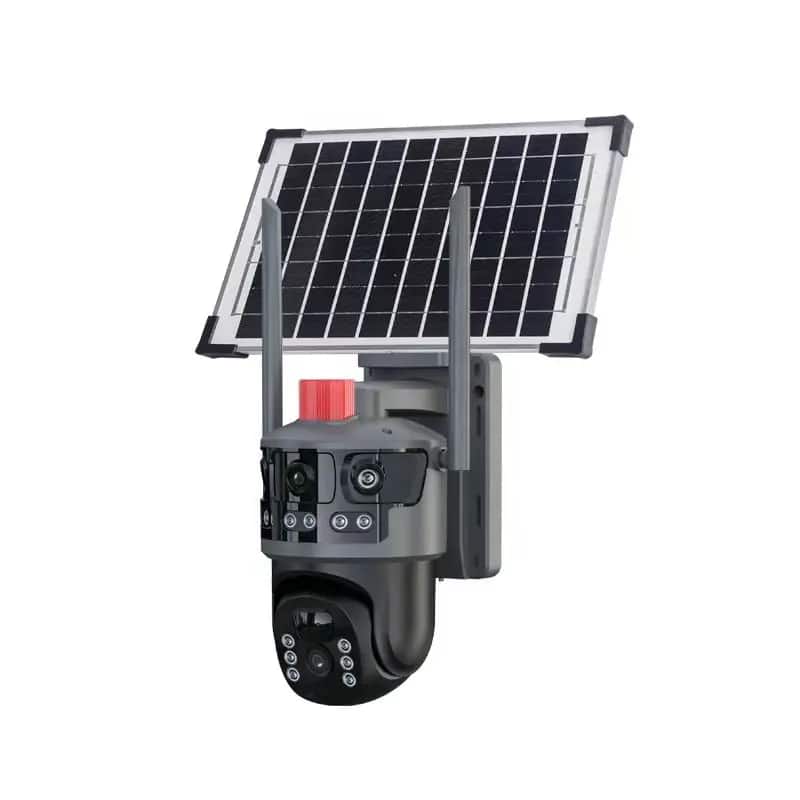 Cluzine - Dual-Lens Solar Security Camera,IP66 Waterproof, 2-Way Audio, Color Night Vision for Outdoor