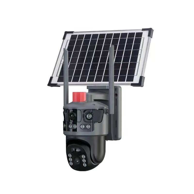 Cluzine - Dual-Lens Solar Security Camera,IP66 Waterproof, 2-Way Audio, Color Night Vision for Outdoor