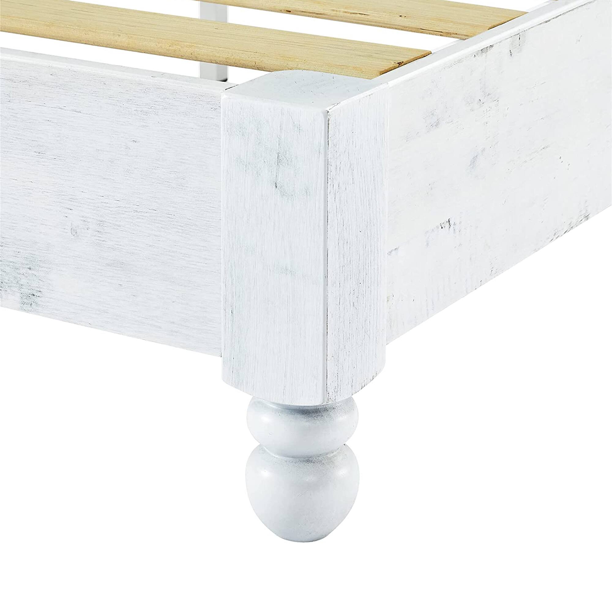 Alt View 10. MUSEHOMEINC - MUSEHOMEINC Solid Pine Wood 12 Slat Platform Rustic Bed Frame, Whitewashed, King - White Washed.