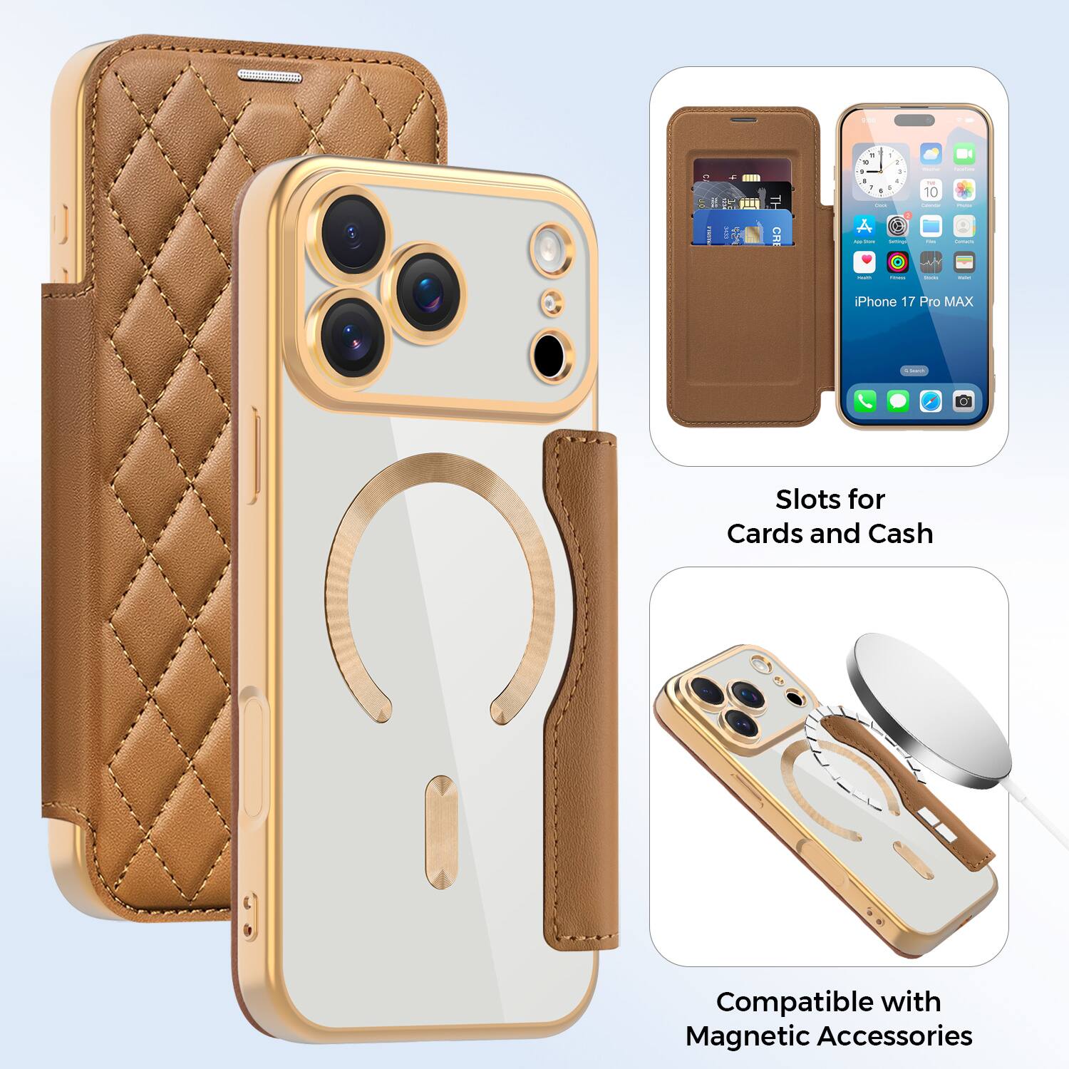 iPhone 17 Pro MAX  
Slots for Cards and Cash  
Compatible with Magnetic Accessories