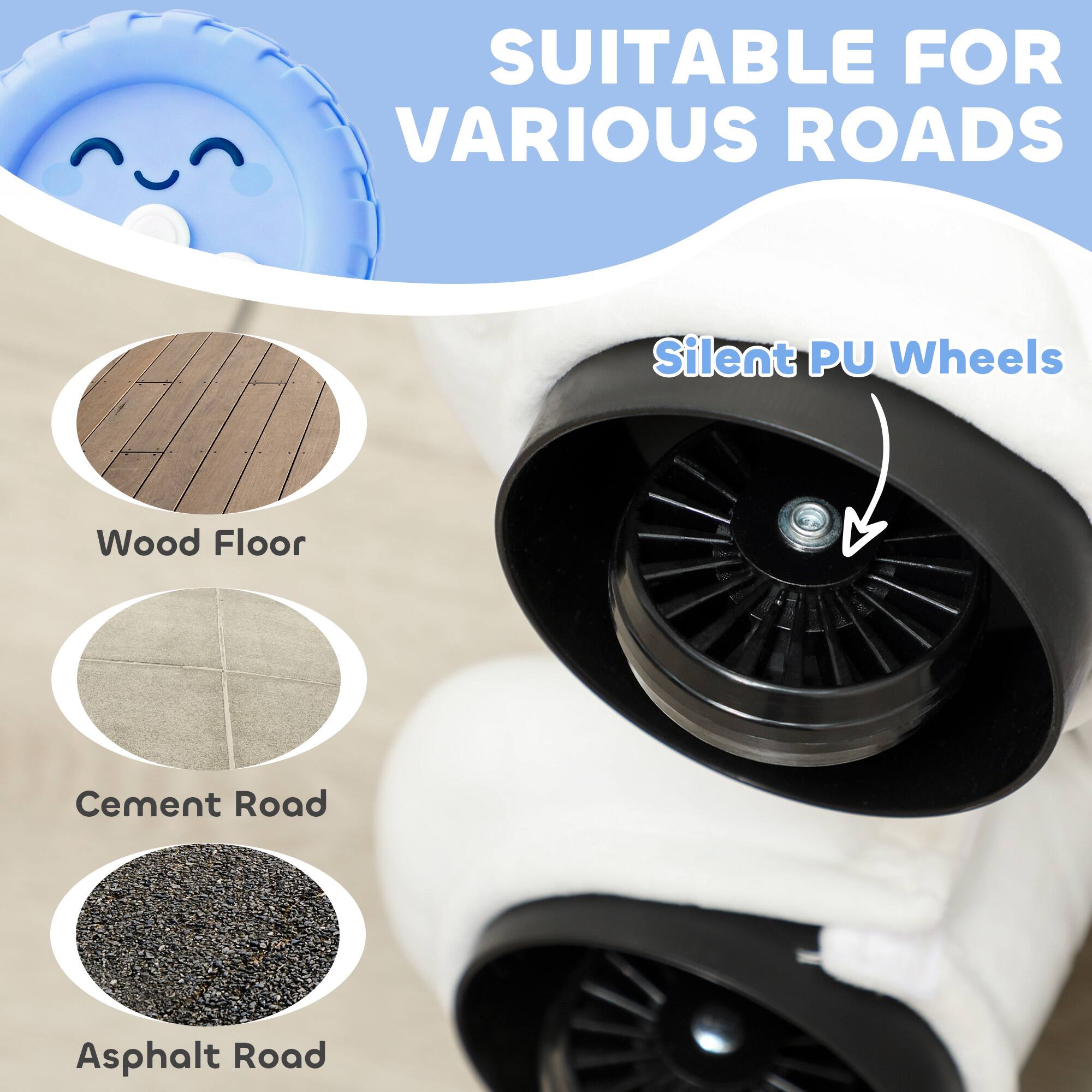 SUITABLE FOR VARIOUS ROADS

Silent PU Wheels

- Wood Floor
- Cement Road
- Asphalt Road