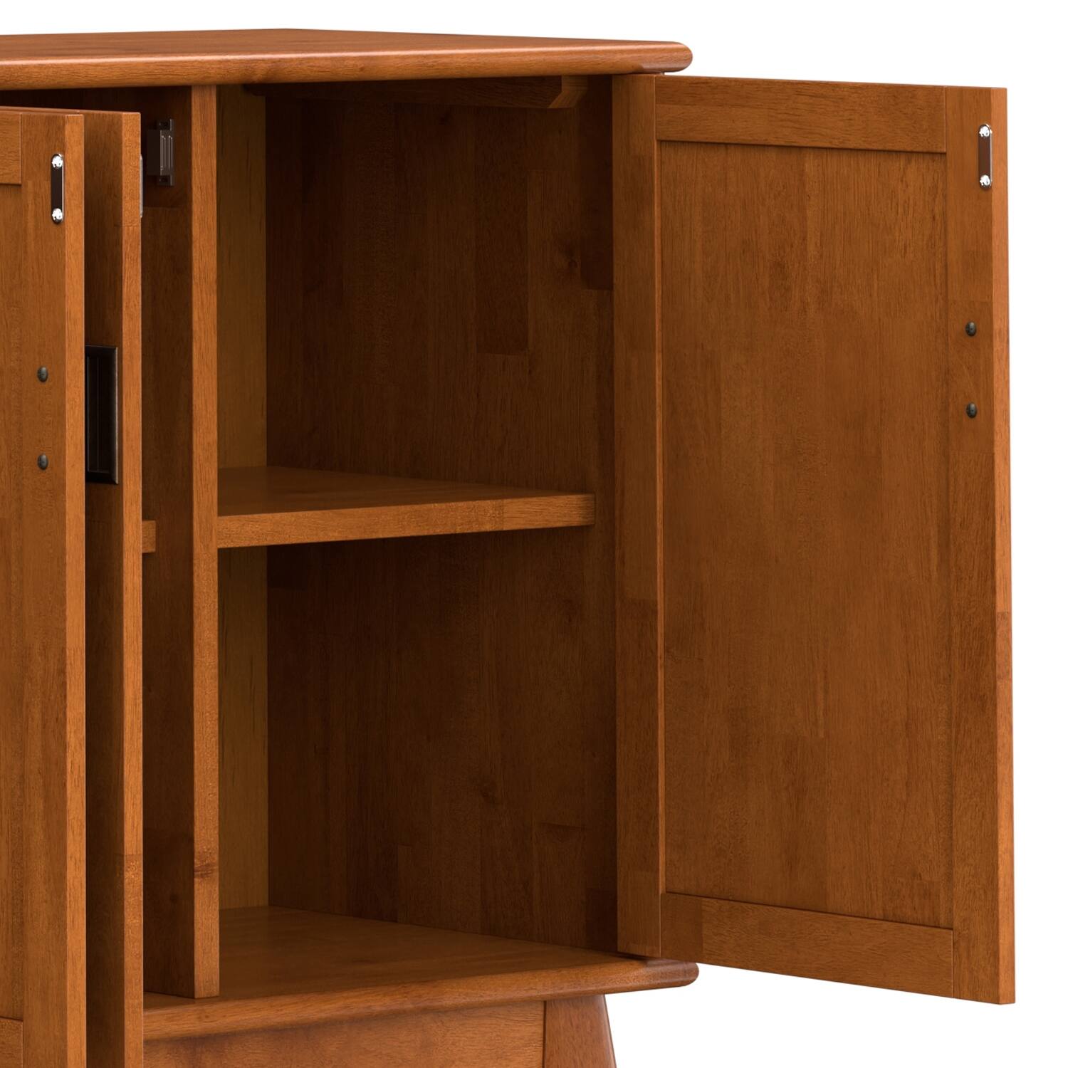 Alt View 6. Simpli Home - Draper SOLID HARDWOOD Mid Century 4 Door Sideboard Buffet in Teak Brown - Teak Brown.