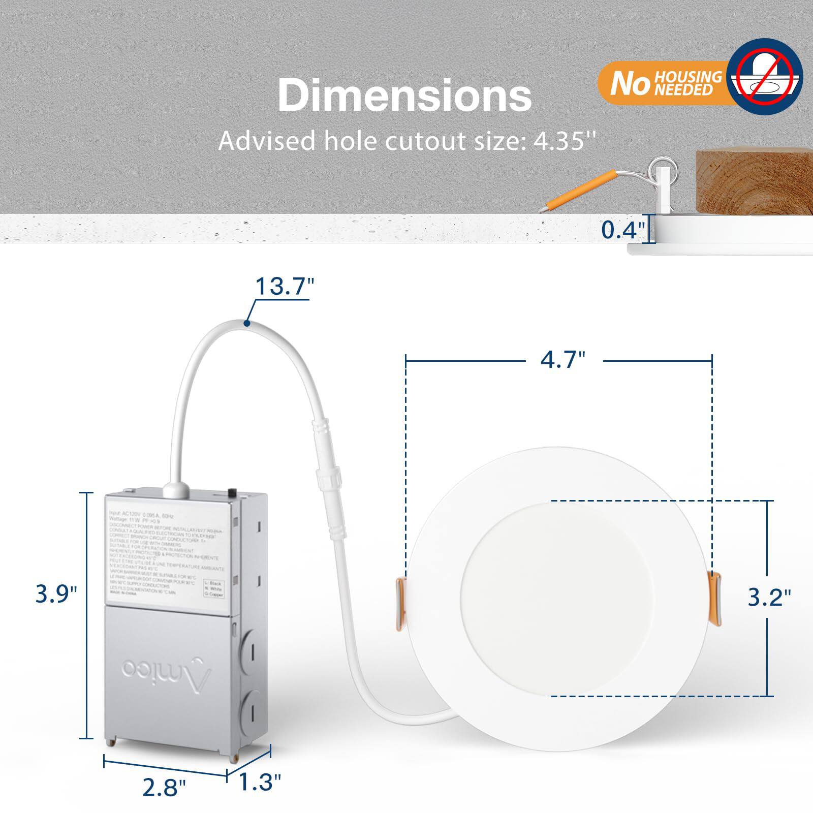 DAYBETTER 4 in. 5CCT Dimmable Ultra Thin Integrated LED Recessed with ...