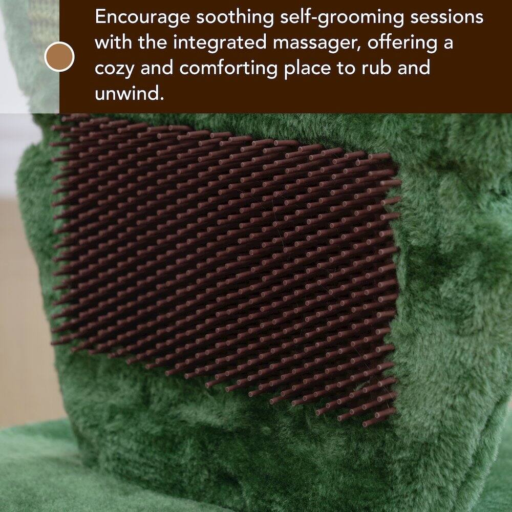 Encourage soothing self-grooming sessions with the integrated massager, offering a cozy and comforting place to rub and unwind.