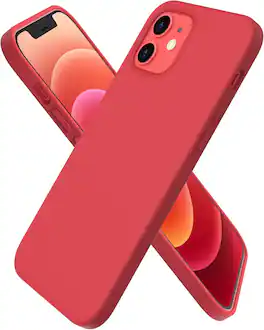 Ornarto - Designed for iPhone 12 Case 6.1" and iPhone 12 Pro Case, Slim Liquid Silicone Full Covered Case - Red