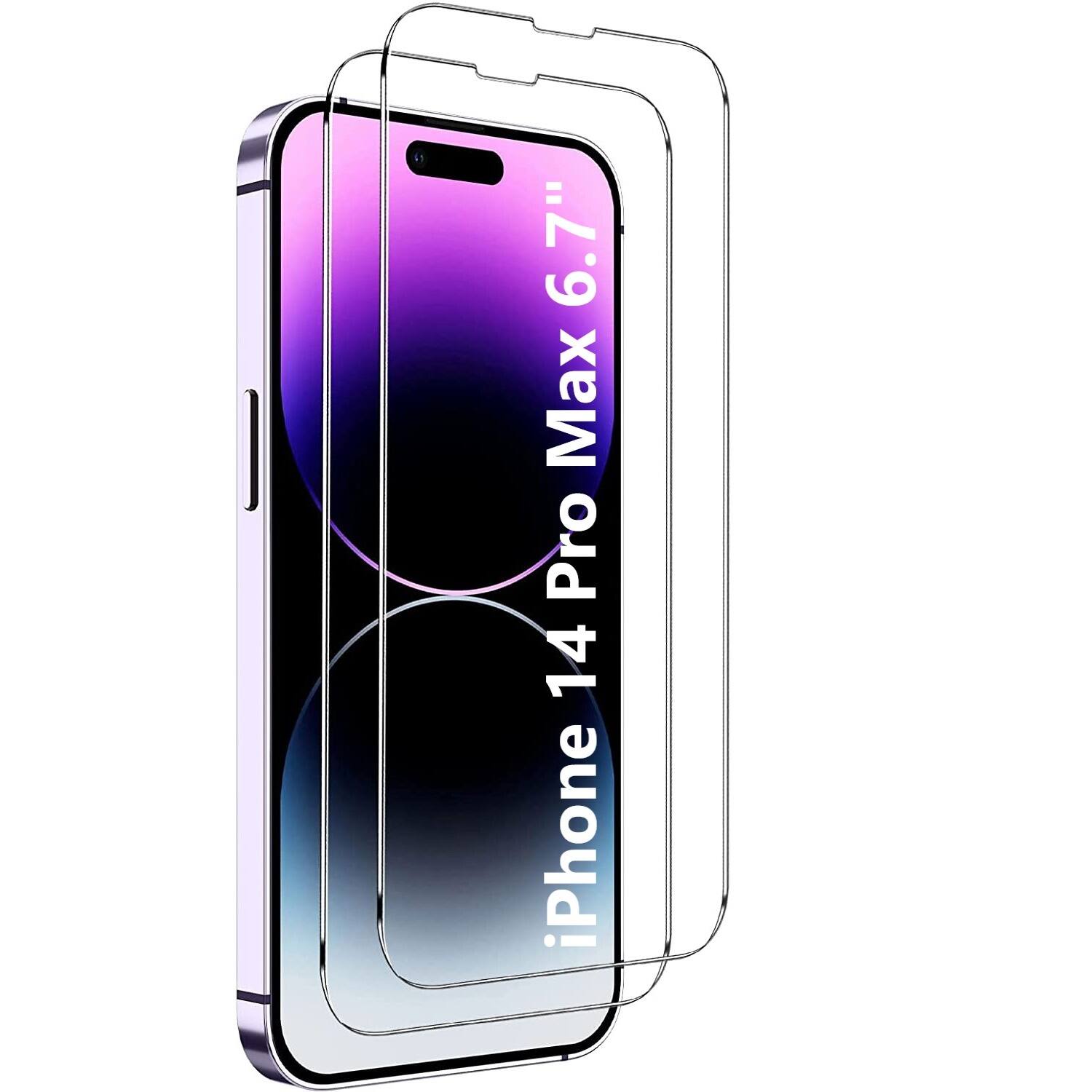 Angle. SaharaCase - ZeroDamage Ultra Strong+ Tempered Glass Screen Protector for Apple iPhone 14 Pro Max (2-Pack) - Clear.