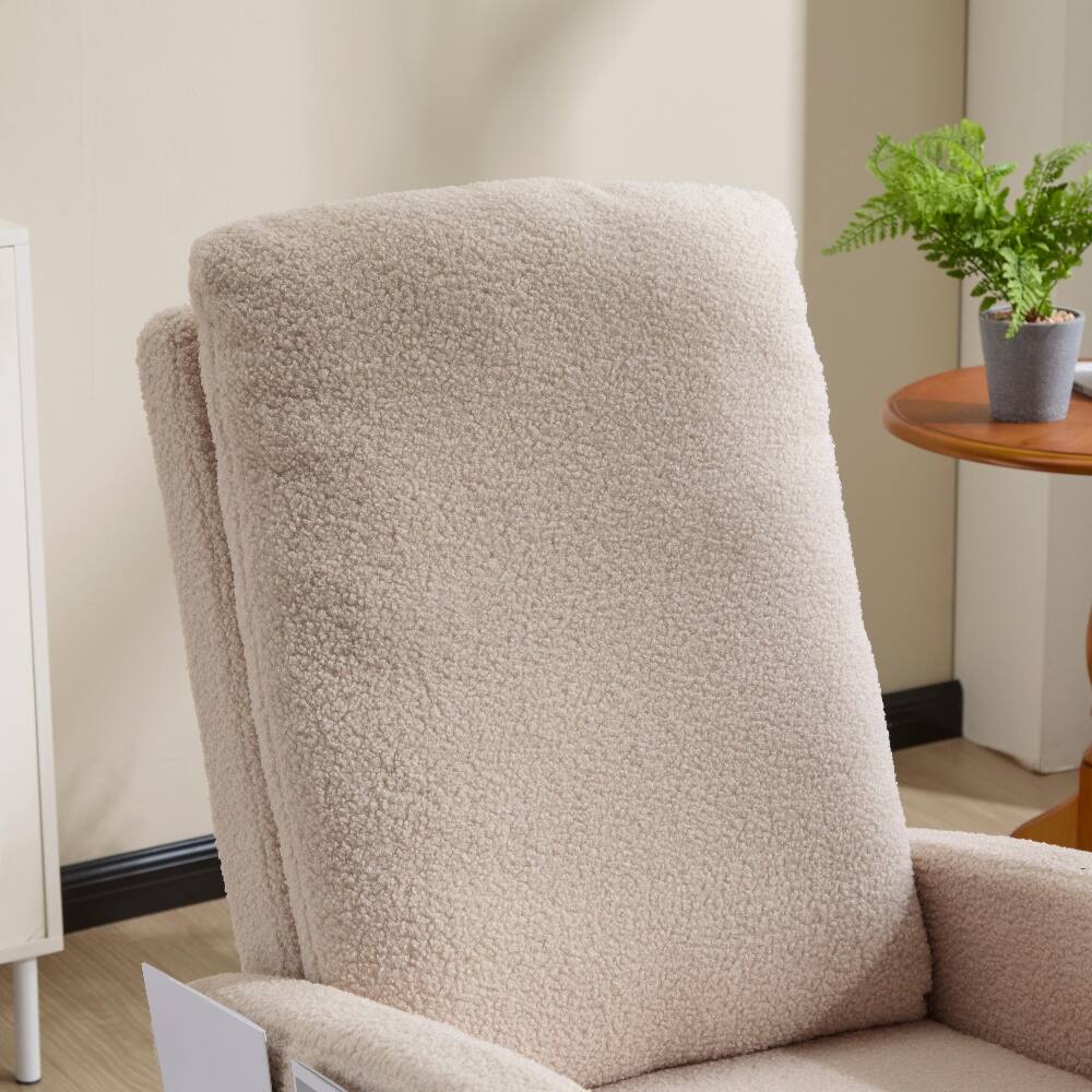 Alt View 6. Loheer - Loheer Nursery Glider Rocking Chair Breastfeeding Teddy Fleece High Back Rocker with Footrest Beige - Beige.