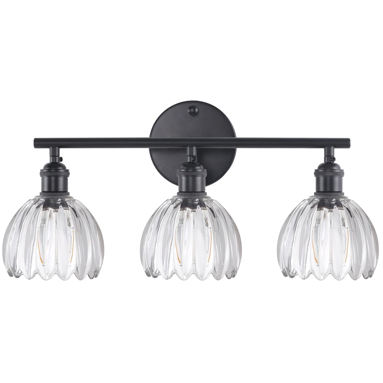 3 Heads-Black Base-Tulip Clear-Hardwired