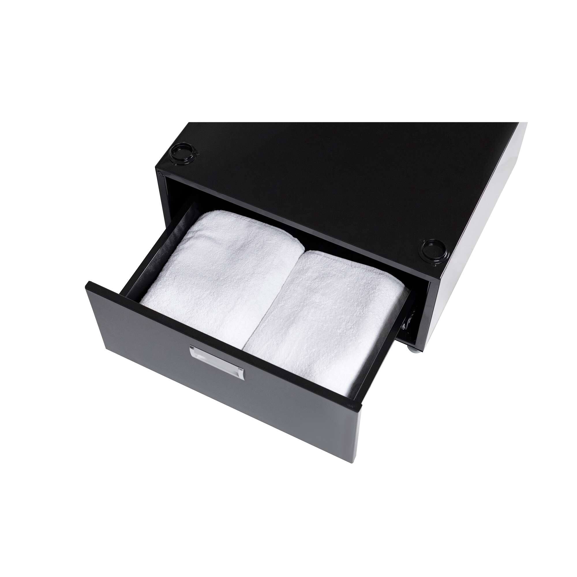 Angle. Equator - Equator 24in Laundry Pedestal 11in tall + Rollout Storage Drawer Adjustable feet - Black.