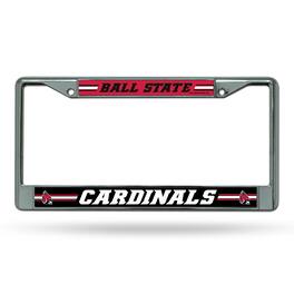 Rico Industries - Ball State Cardinals - 12" x 6" Standard Size - Chrome Metal License Plate Frame - Multi