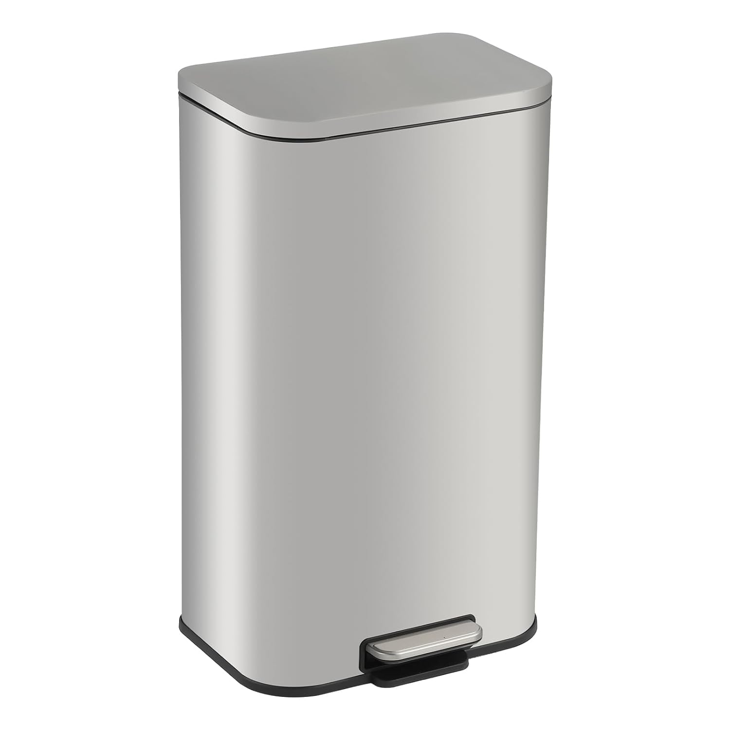 Front. GARVEE - 13.2 Gallon Stainless Steel Step Trash Can, Trash Can for Kitchen with Soft Close Lid, Garbage Cans - Silver.