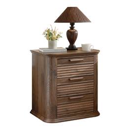 Forest'nSky - Wood 3 drawer 22 in. Wide Chest of Drawers with Charging Station for Living Room - Walnut