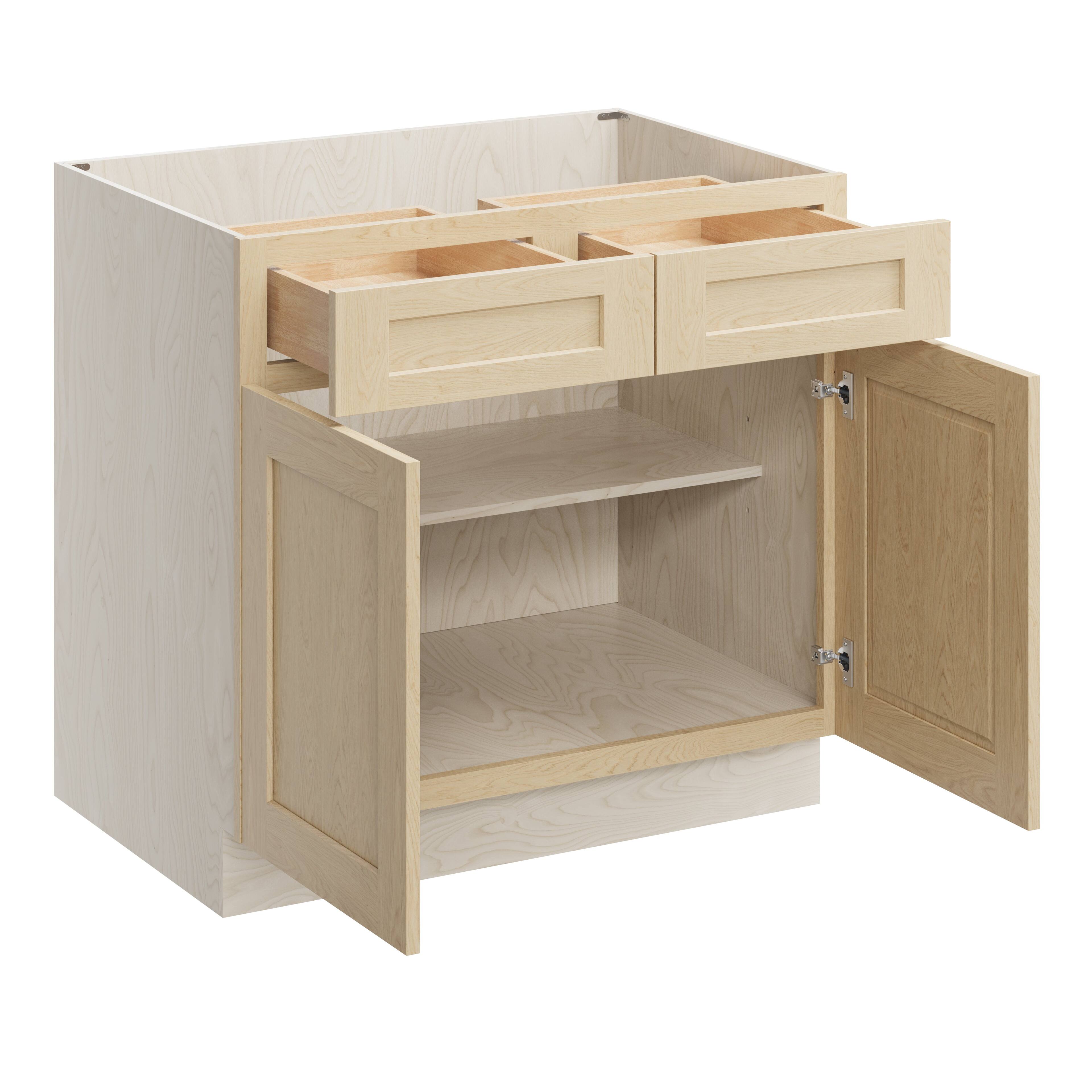 Alt View 1. Boyel Living - 36 Inch Versa Shaker Natural Wood Base Cabinet Unfinished Paint Ready - Versa Shaker.