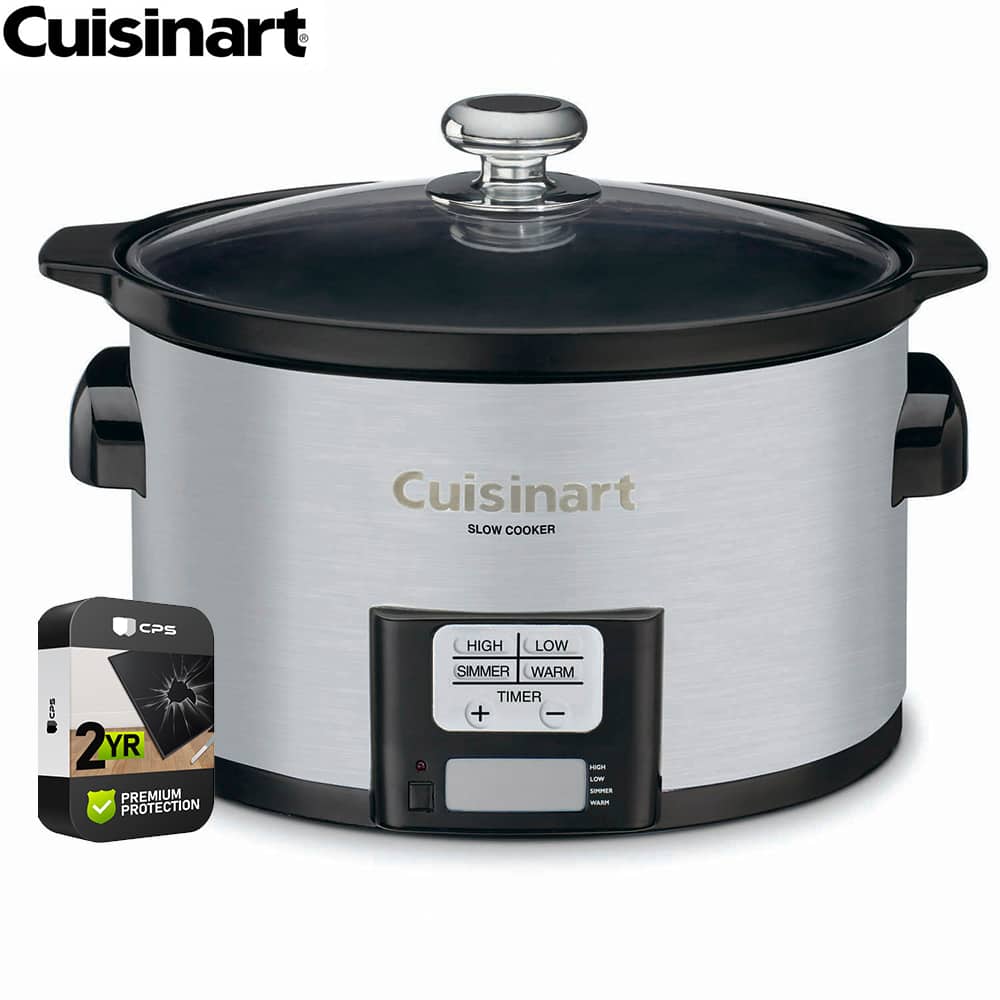 Cuisinart - 3.5 Quart Programmable Slow Cooker Brushed Steel with 2 Year Extended Warranty Bundle - Brushed Stainless Steel