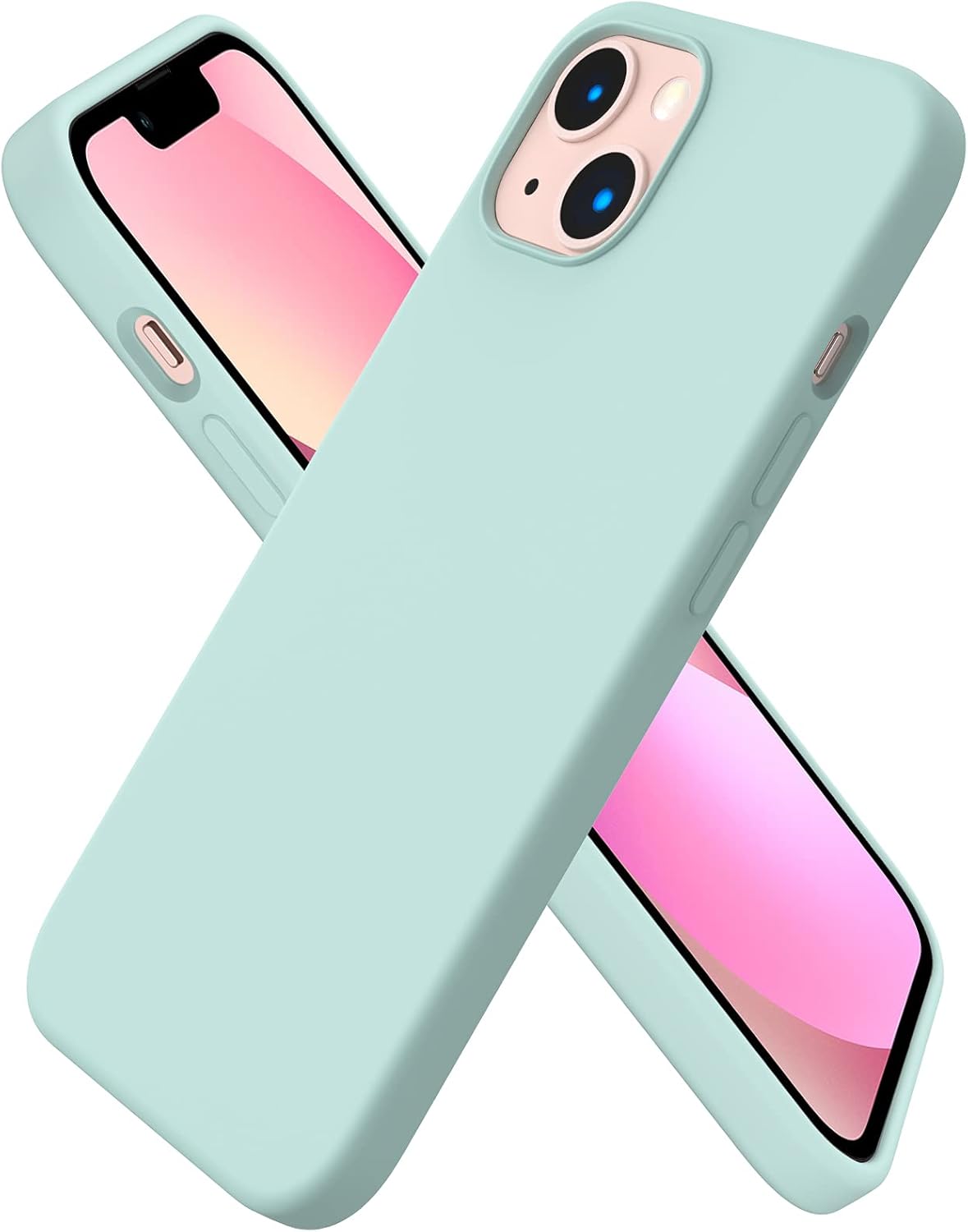 Front. Ornarto - ORNARTO Compatible with iPhone 13 Case 6.1", Slim Liquid Silicone 3 Layers Full Covered Cover-Mint Green - Mint Green.
