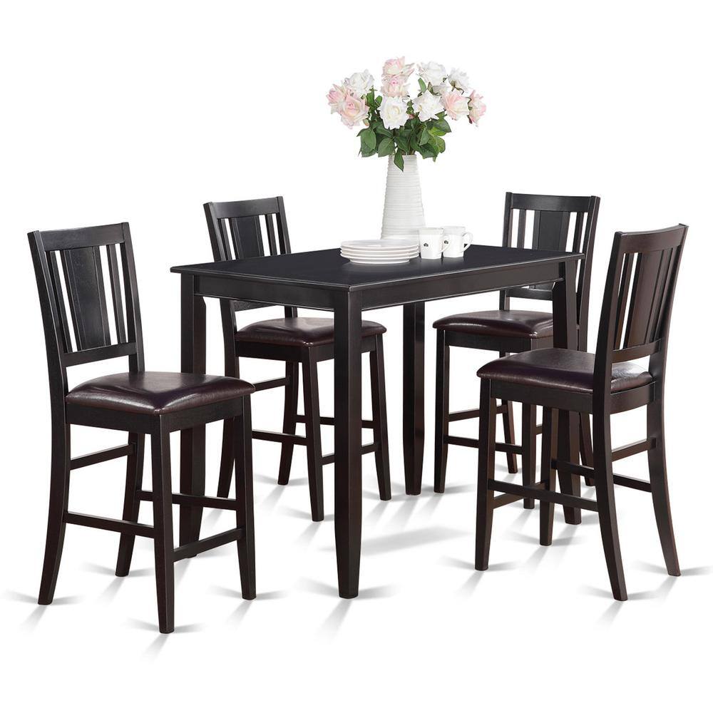 Back. East West Furniture - 5 Pc Counter height Table set-counter height Table and 4 Kitchen counter Chairs - Black.