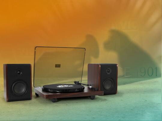 Alt View 1. Victor Audio - Victor Lincoln Record Player with Stereo Speakers - Black.