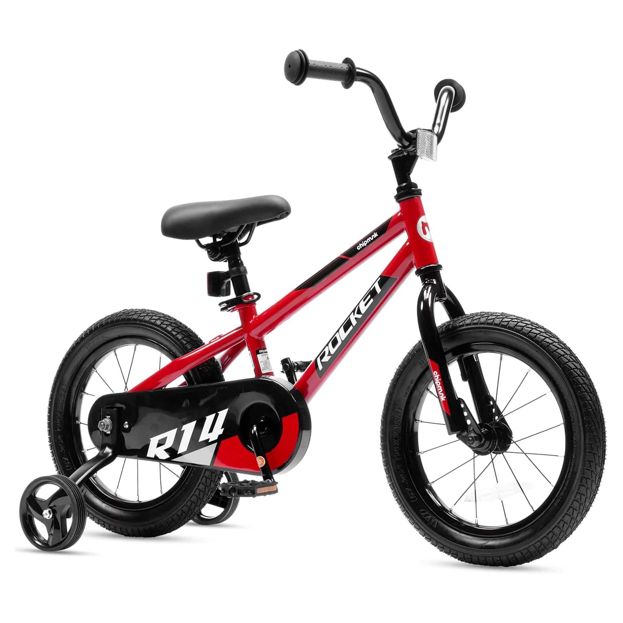 RoyalBaby - Rocket Outdoor Children's Bike with Training Wheels, 14 Inch - Red